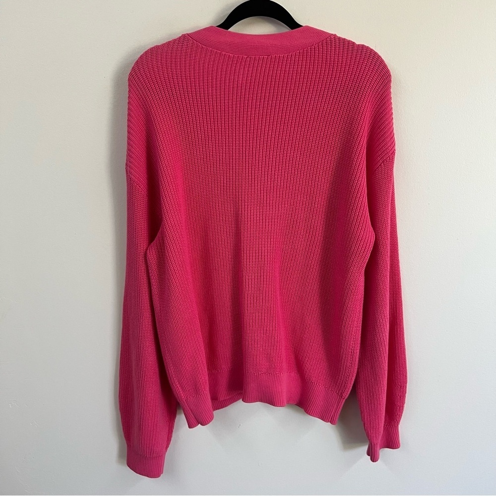 Talbots Pink Pima Shaker Stitch Bishop Sleeve Cardigan - Picture 6 of 10